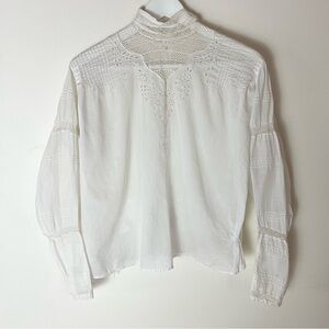 Antique White Edwardian High Neck Blouse